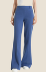 Pantalone flare blu Madison Shop in tessuto Compact Light con vita elasticizzata e passanti per cintura