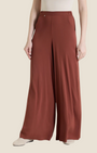Pantalone a palazzo Madison Shop color ruggine in voile stretch con vita elasticizzata e vestibilità ampia