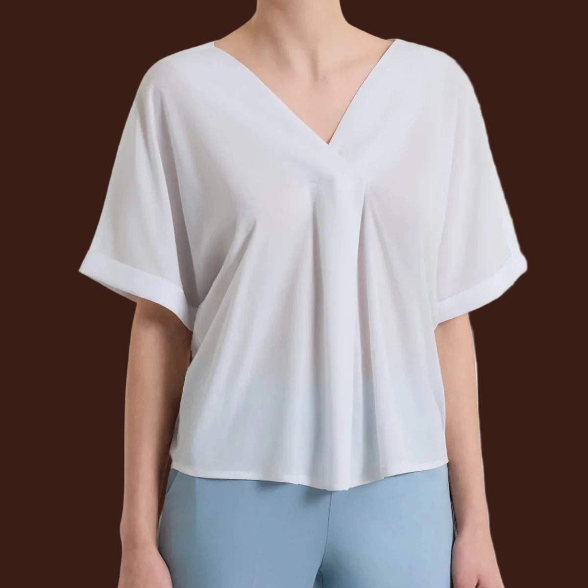 Ragno - Blusa con manica kimono in Voile Stretch
