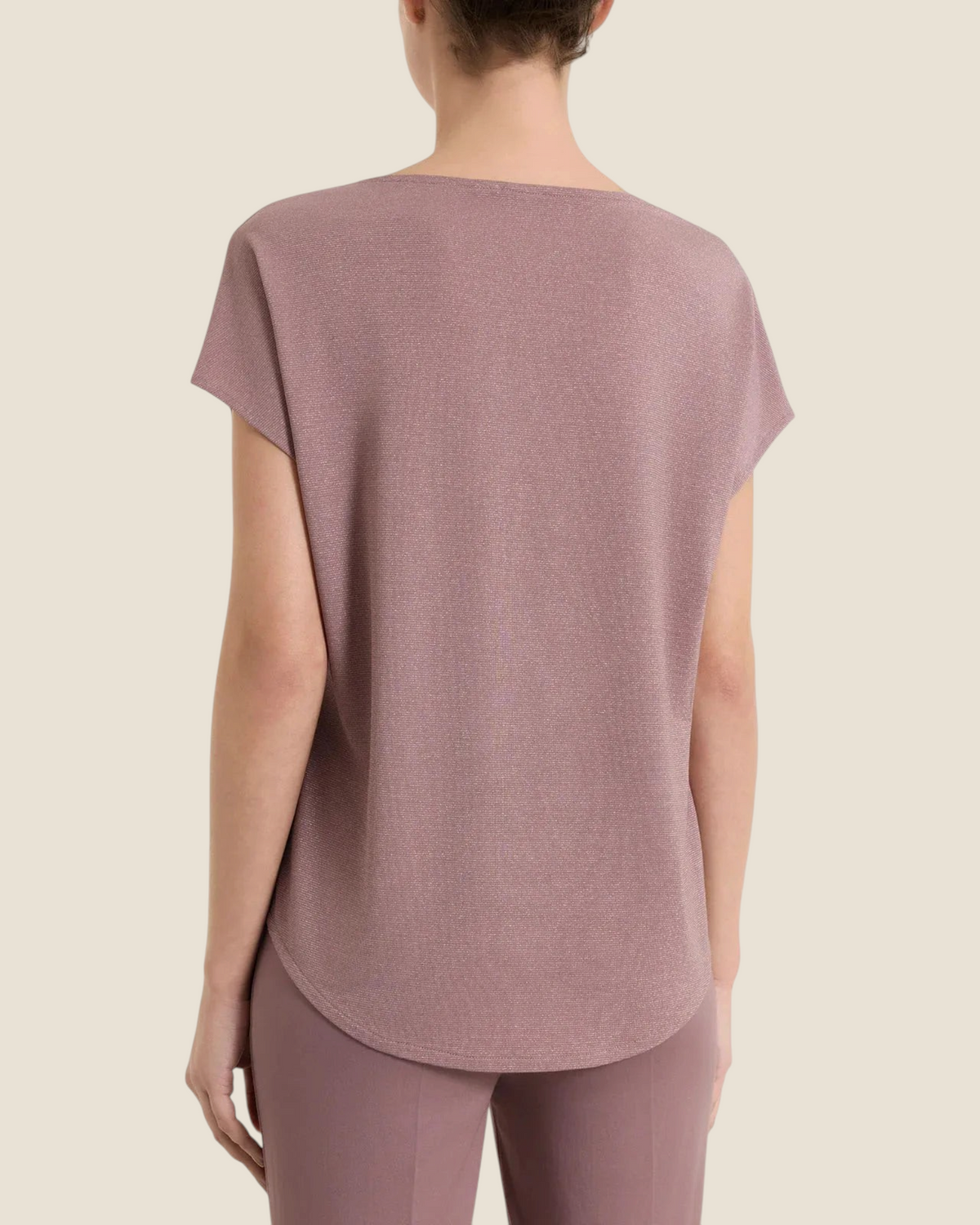 Maglietta Ragno da donna Madison Shop in Summer Light color malva con maniche kimono e finitura lurex luminosa