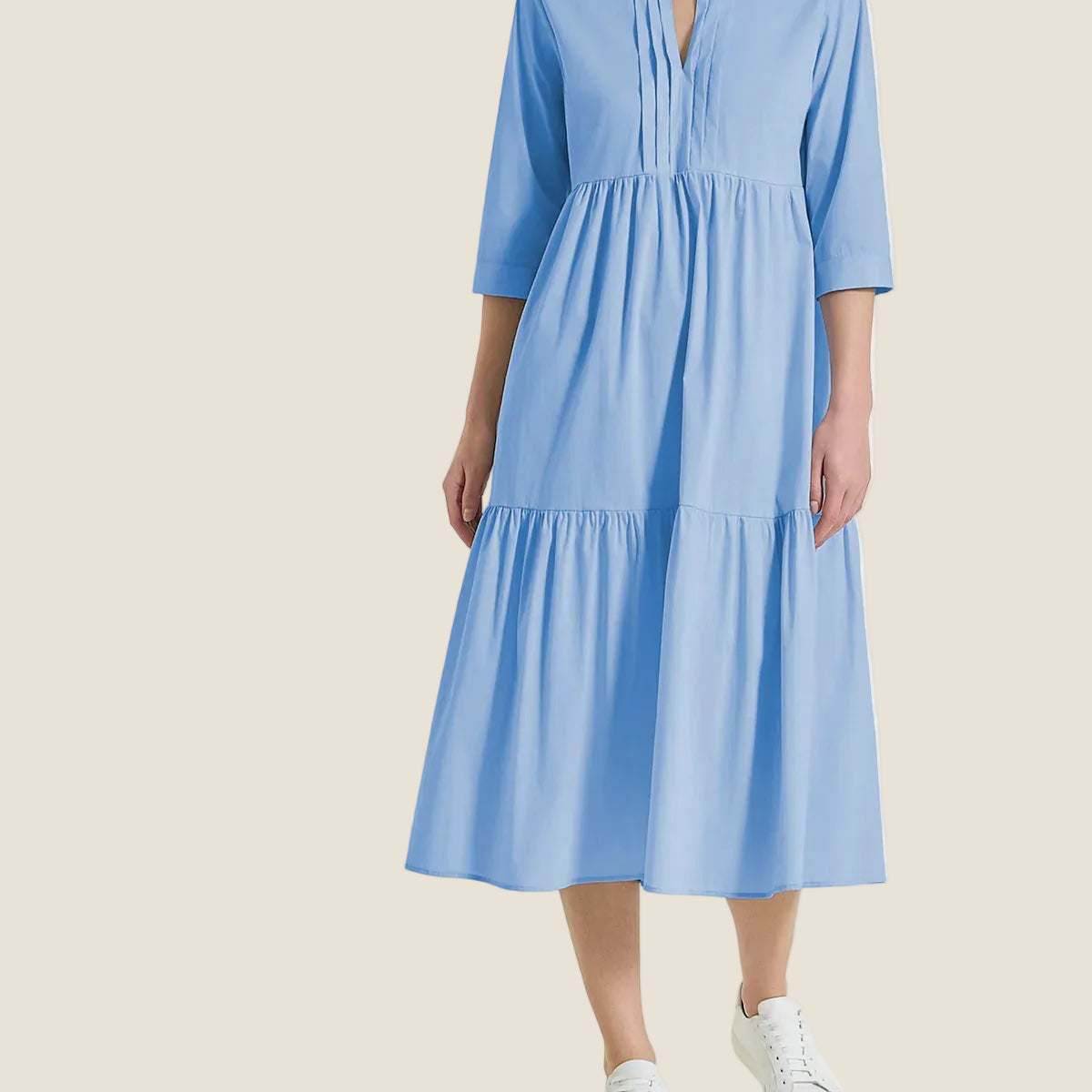 Ragno - Abito con balze e pieghe frontali in Poplin di Coton
