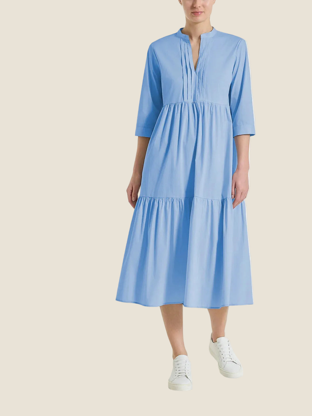 Ragno - Abito con balze e pieghe frontali in Poplin di Coton