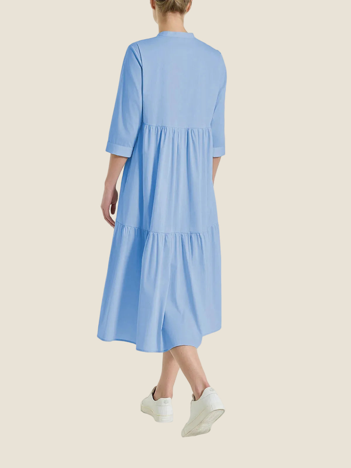 Ragno - Abito con balze e pieghe frontali in Poplin di Coton