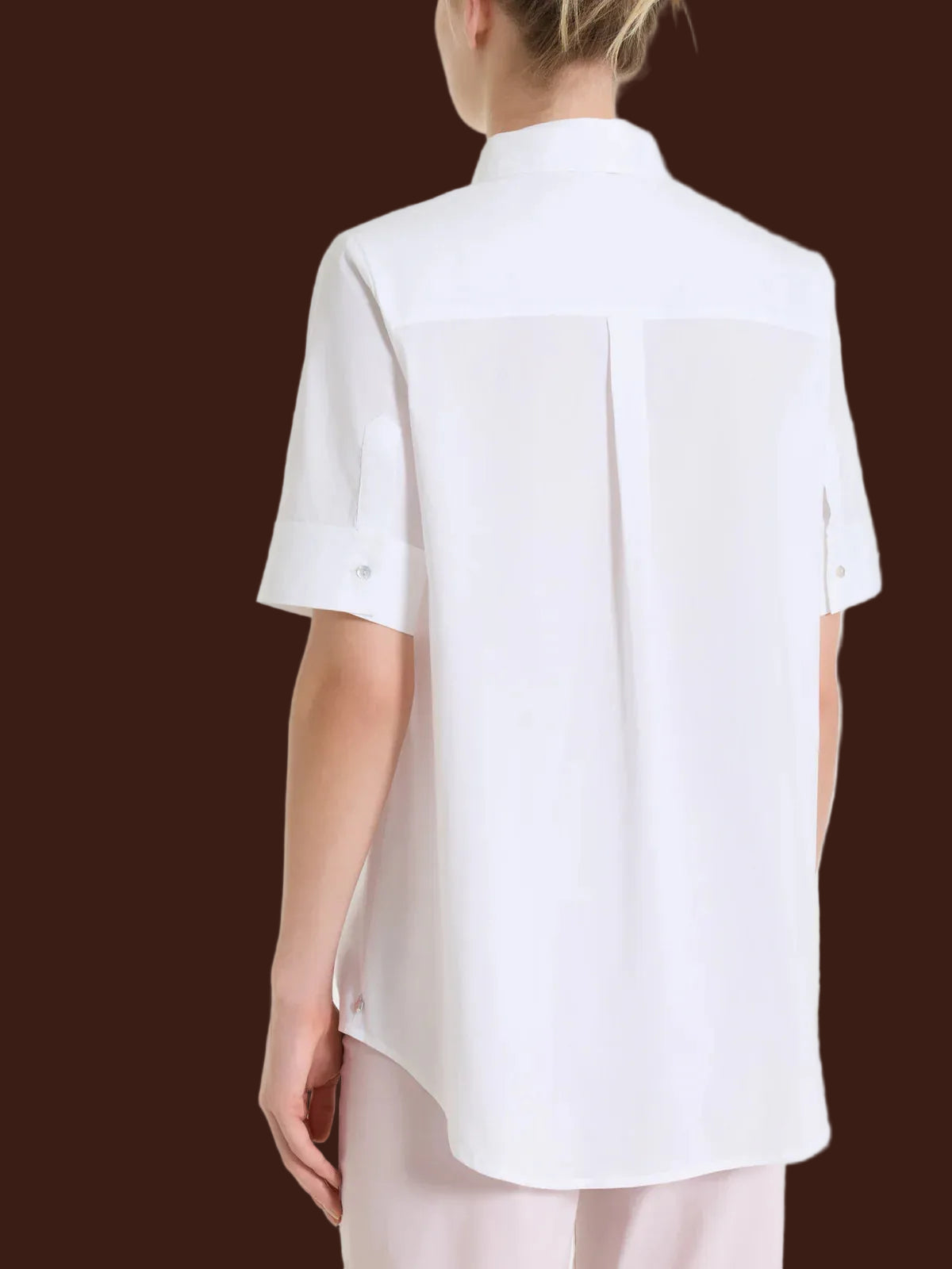 Ragno - Camicia con collo a serafino in Poplin di cotone