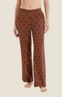 Madison Shop brown wide-leg trousers in cotton sangallo with delicate floral embroidery and side pockets.