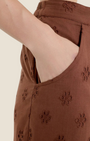 Madison Shop brown wide leg cotton sangallo trousers with floral embroidery and side pockets
