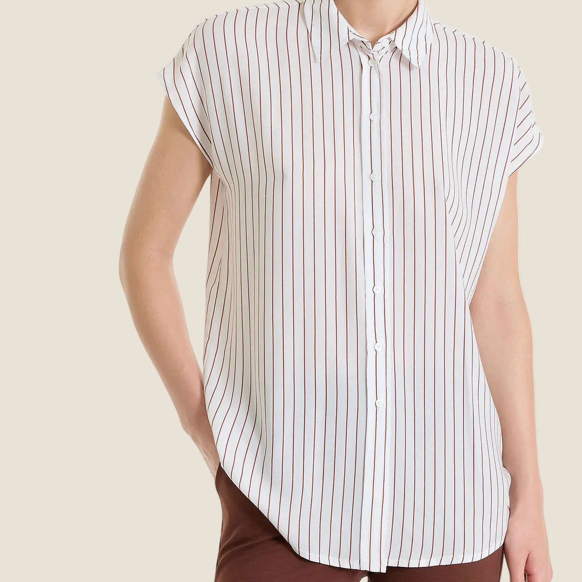 Ragno - Camicia a righe con manica corta in Ecoseta
