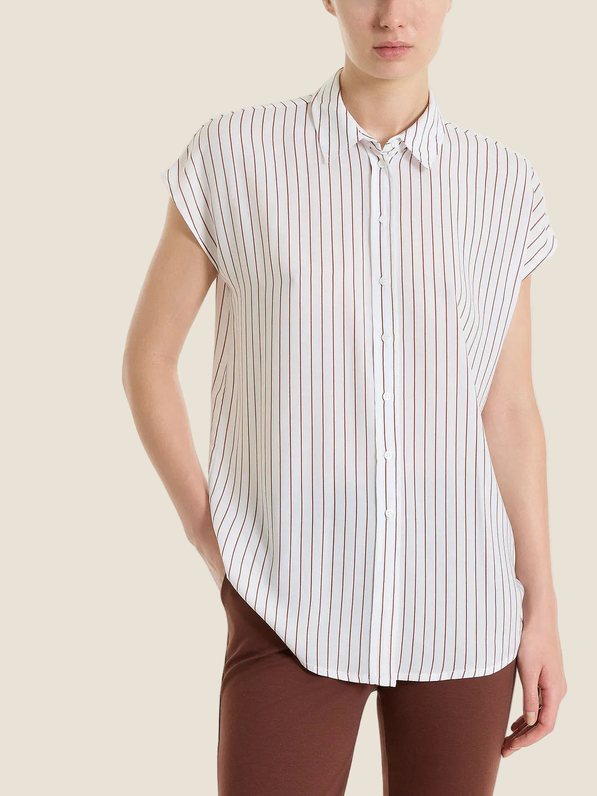 Ragno - Camicia a righe con manica corta in Ecoseta