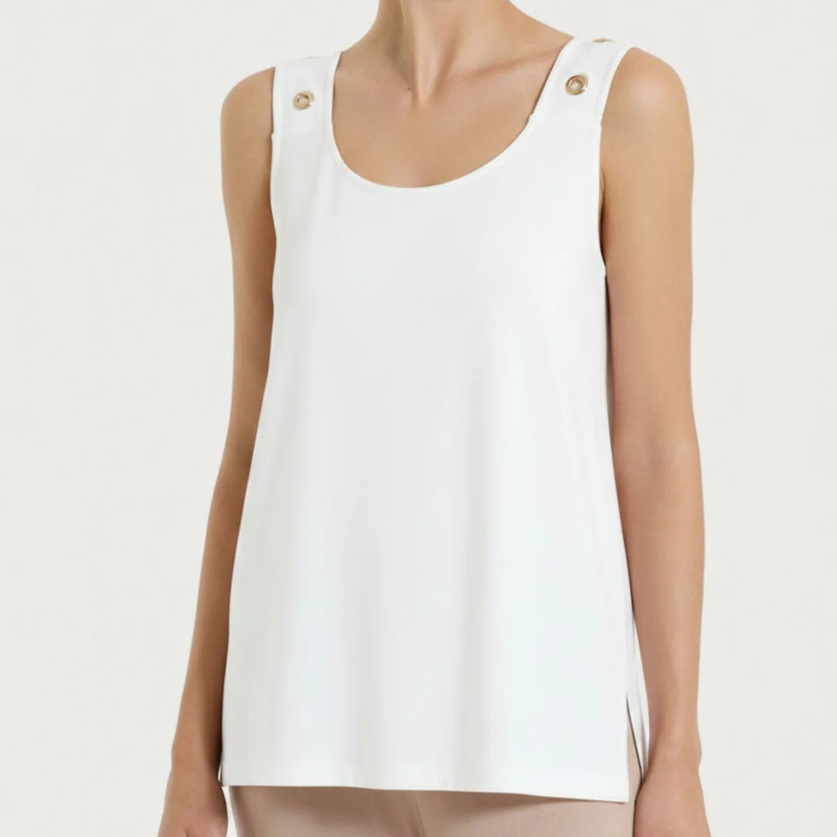 Ragno - Top a Spalla Larga con Occhielli in Viscosa Summer