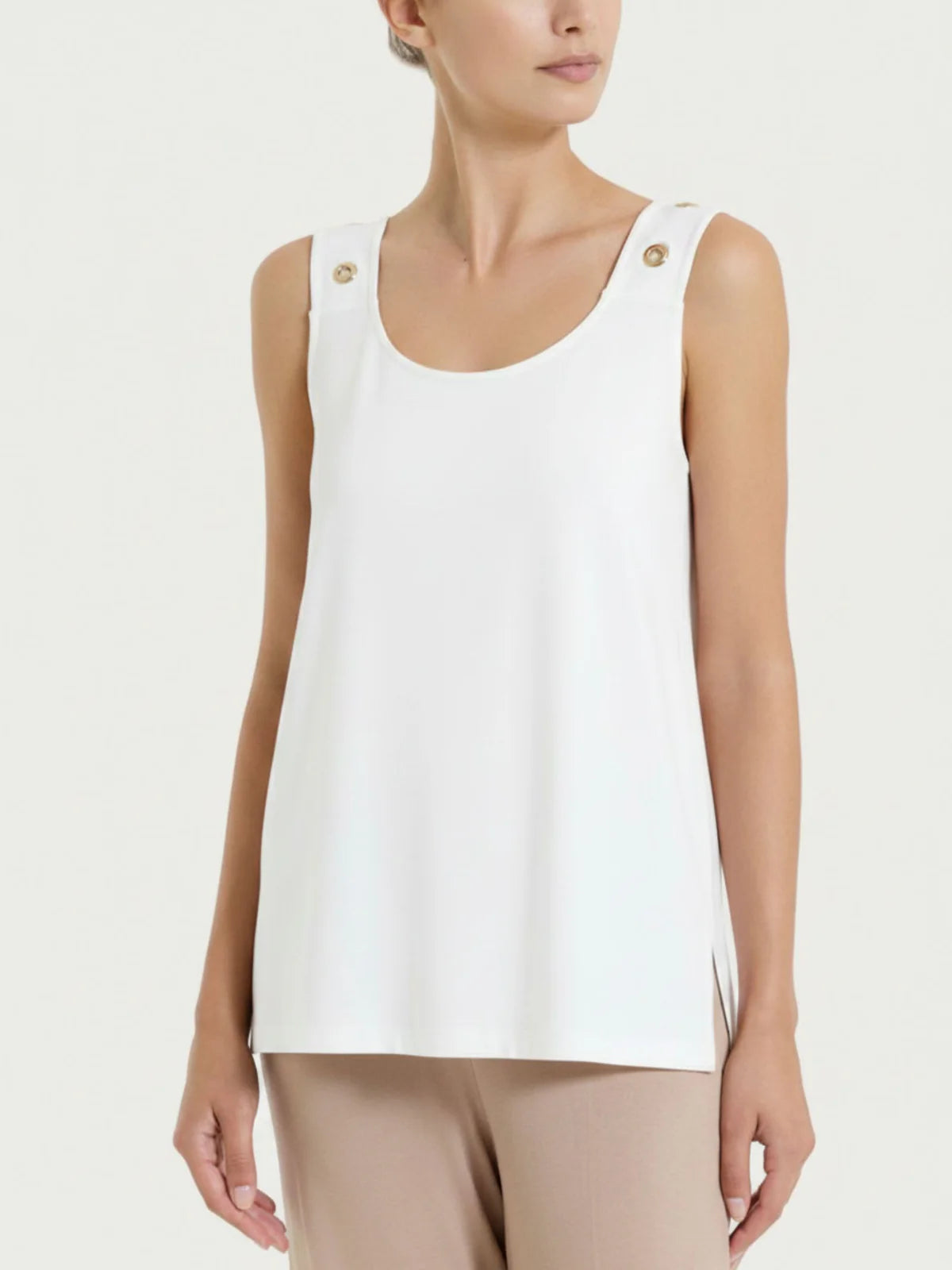 Ragno - Top a Spalla Larga con Occhielli in Viscosa Summer