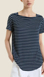 Ragno Maglietta a Righe con Collo a Barchetta in Summer Light Piquet