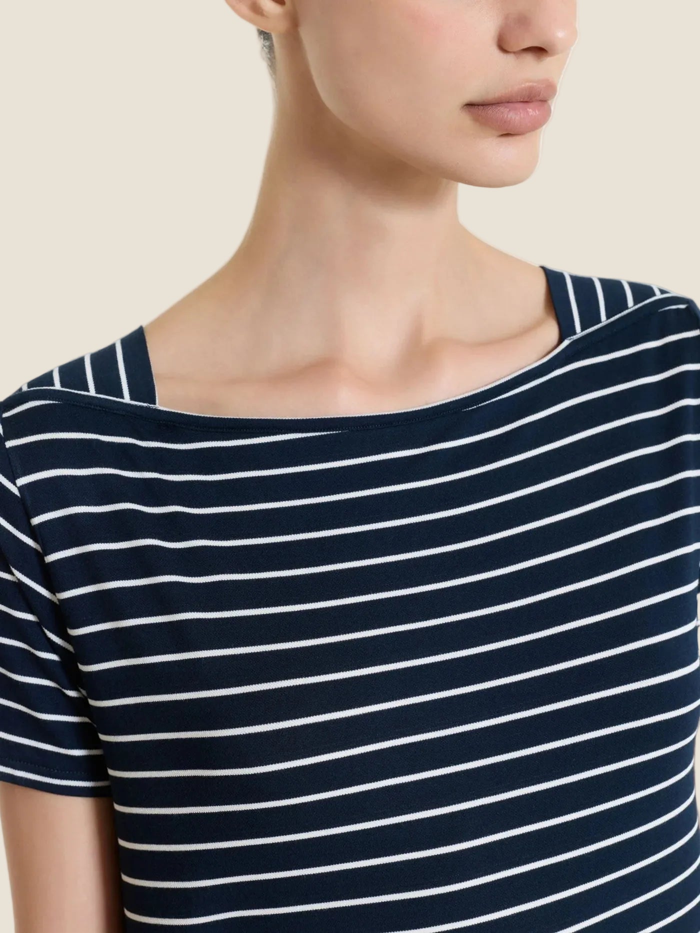 Ragno Maglietta a Righe con Collo a Barchetta in Summer Light Piquet