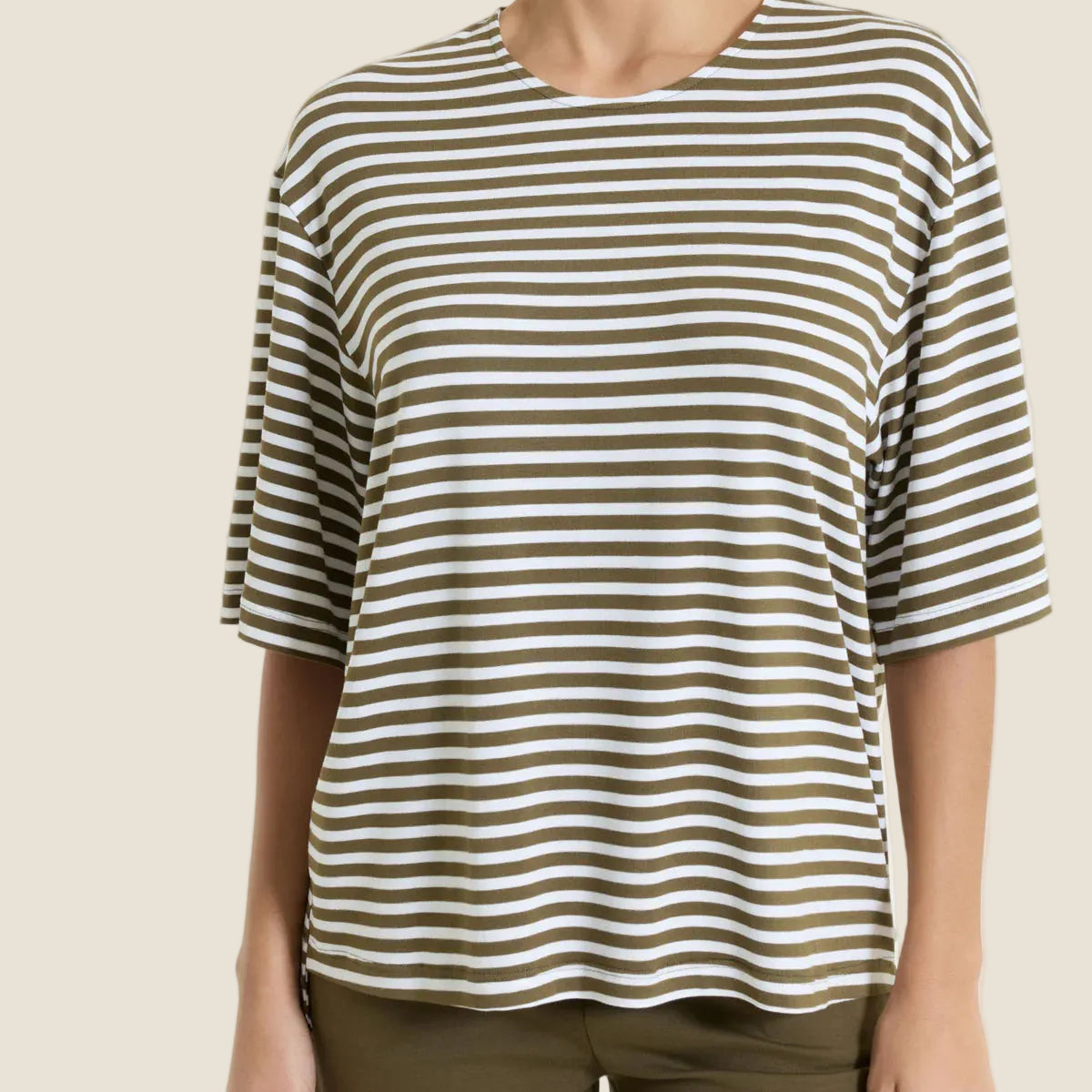 Ragno - Maglietta boxy a righe in Viscosa Summer