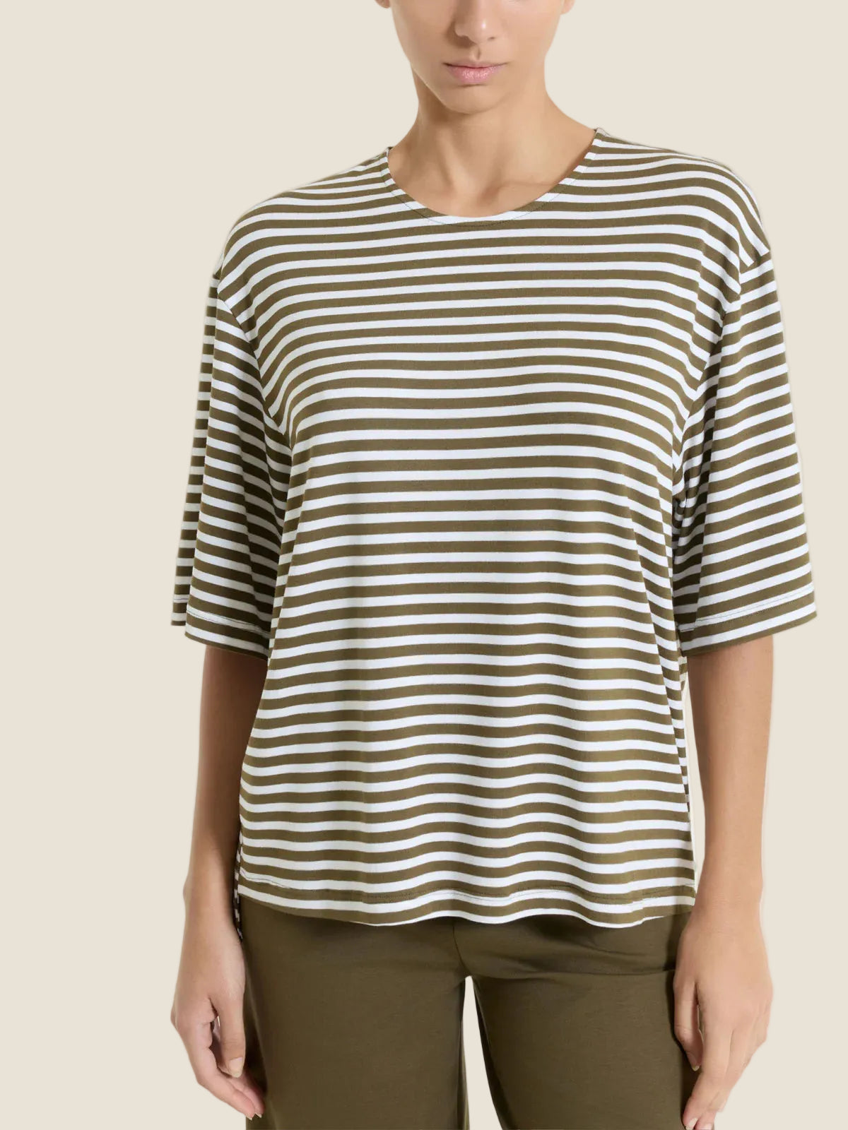 Ragno - Maglietta boxy a righe in Viscosa Summer