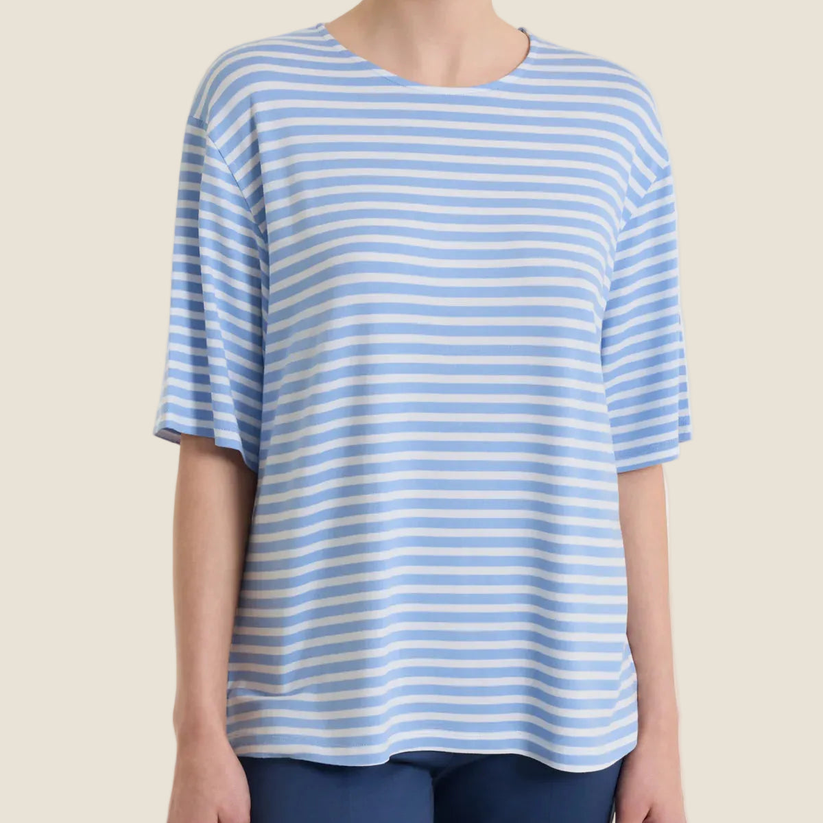 Ragno - Maglietta boxy a righe in Viscosa Summer