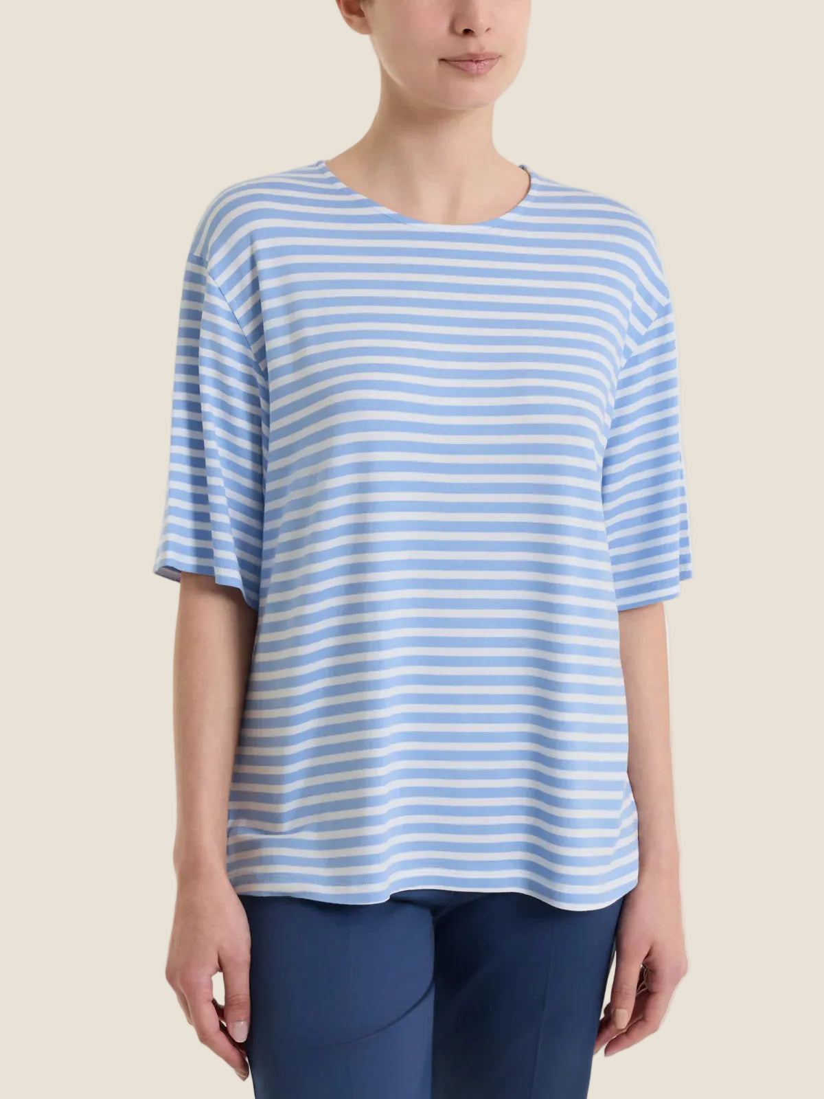 Ragno - Maglietta boxy a righe in Viscosa Summer
