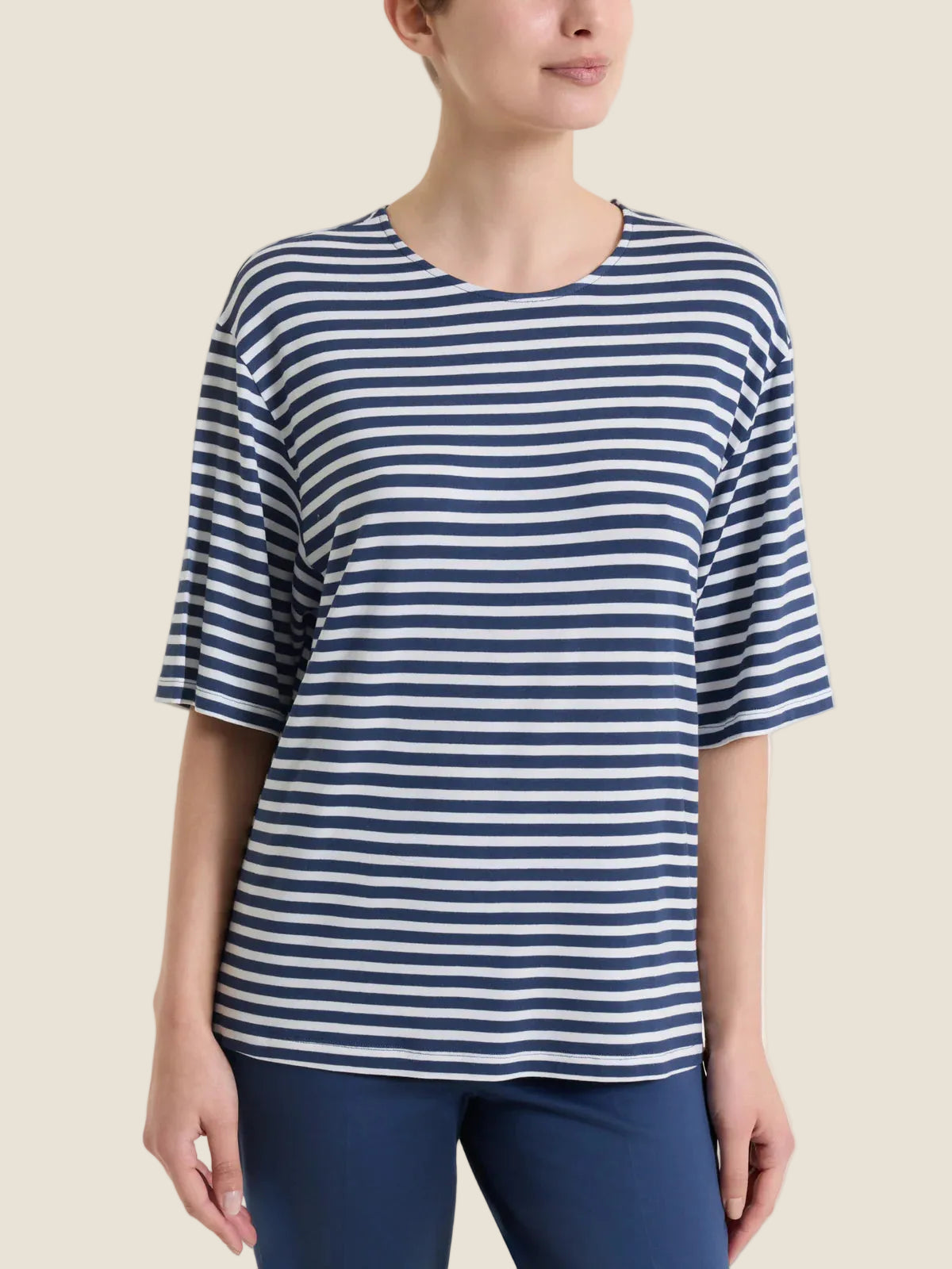 Ragno - Maglietta boxy a righe in Viscosa Summer