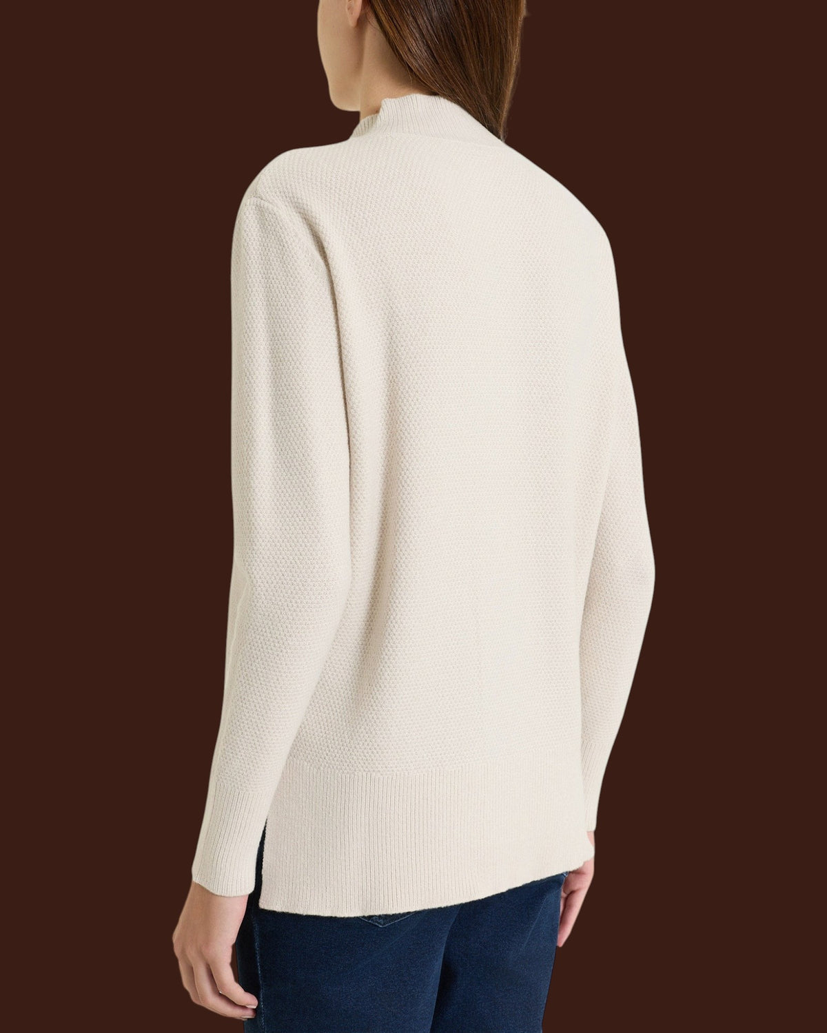 Cardigan lupetto con punto riso in Soft Wool Champignon