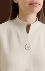 Cardigan lupetto con punto riso in Soft Wool Champignon