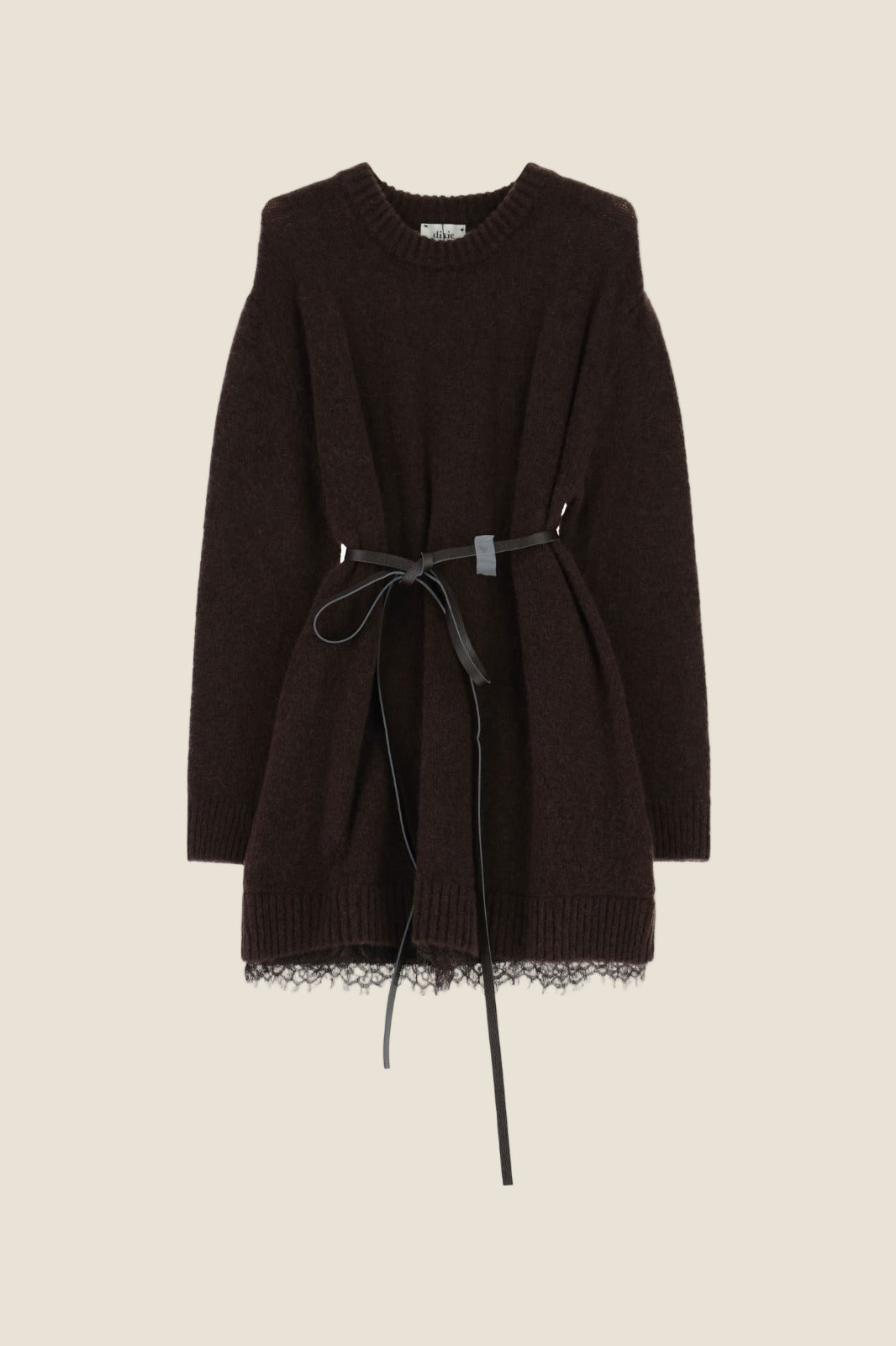 Dixie Abito maglia con cintura e dettaglio in pizzo