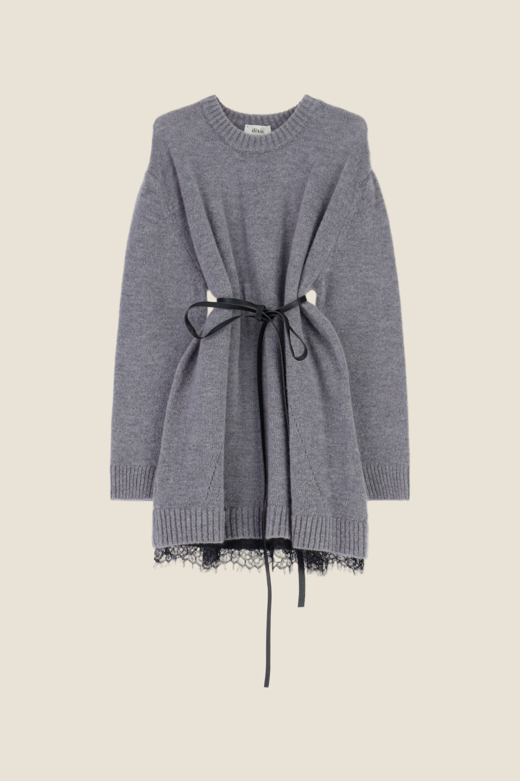 Dixie Abito maglia con cintura e dettaglio in pizzo