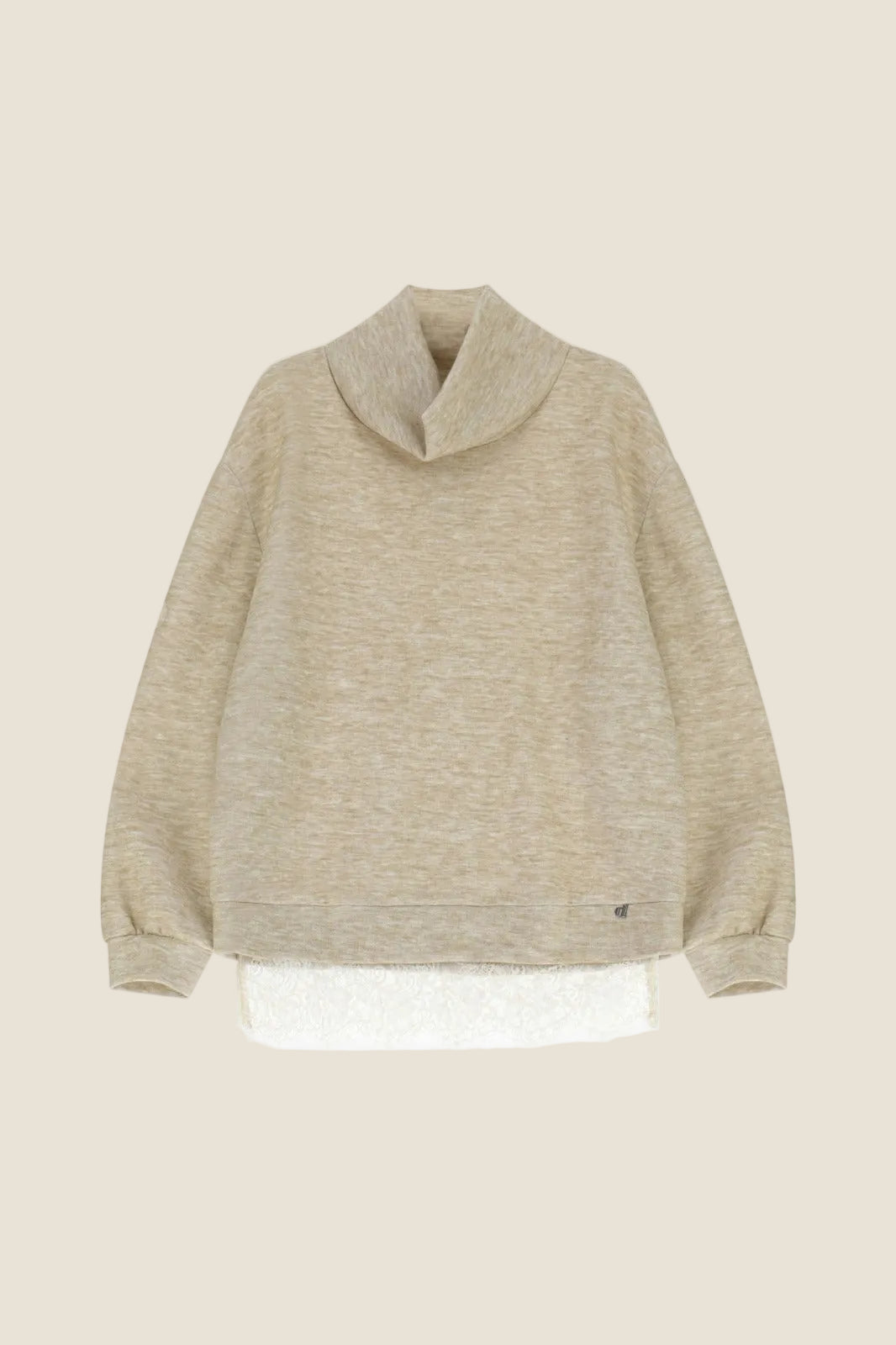 Dixie Maglione dolcevita ampio con bordo in pizzo