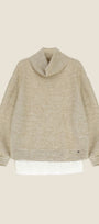 Dixie Maglione dolcevita ampio con bordo in pizzo