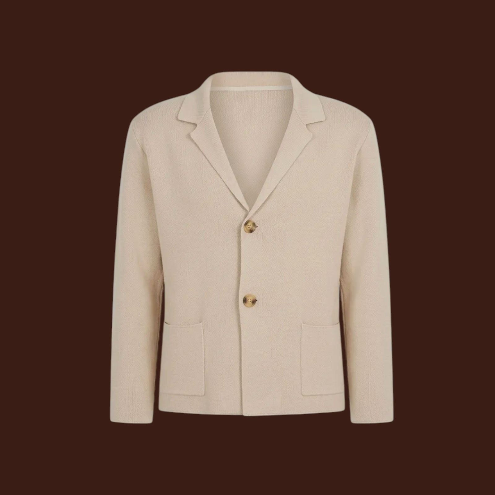 Giacca cardigan Madison Shop color crema in misto cotone e acrilico con revers a lancia e chiusura a due bottoni