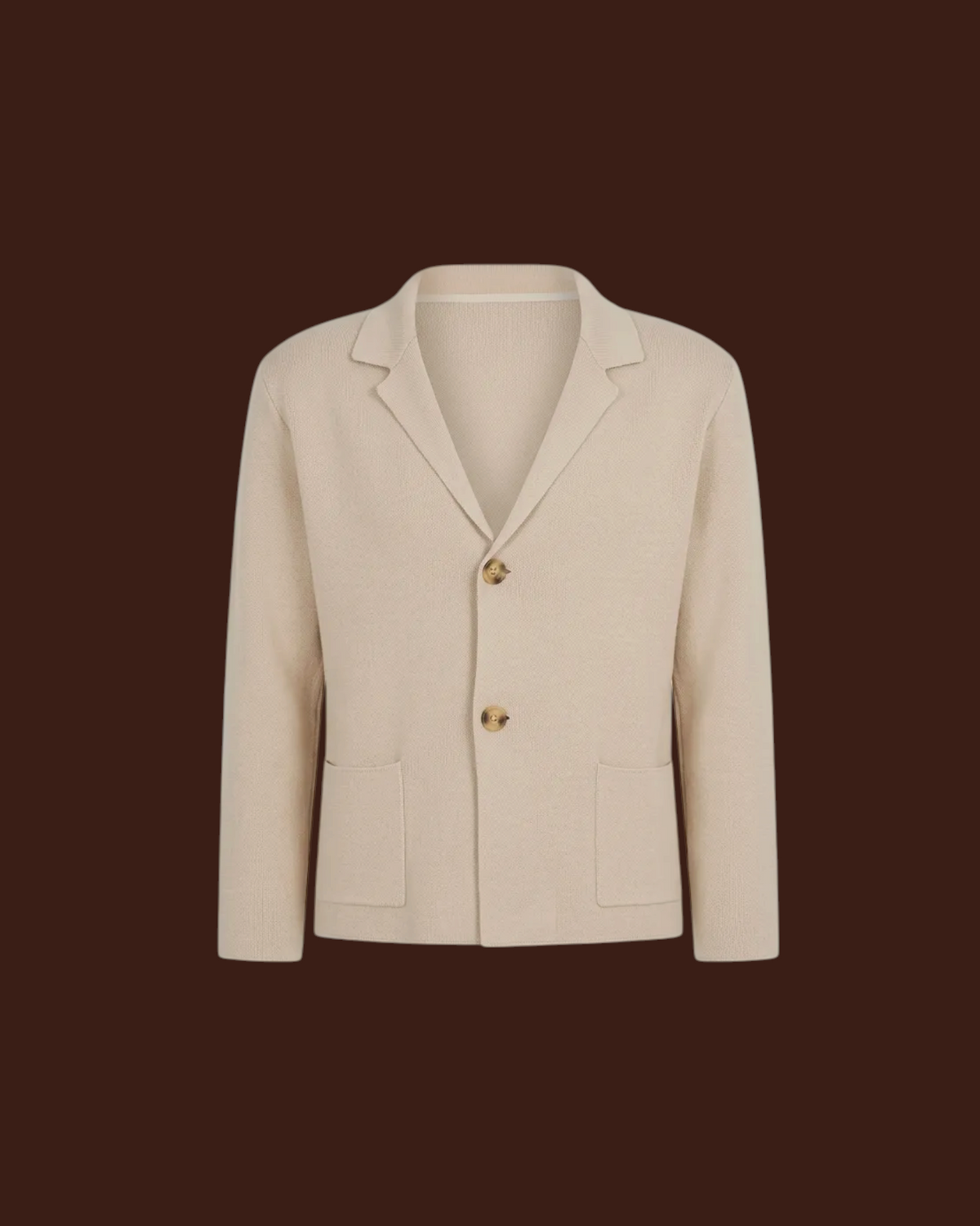 Giacca cardigan Madison Shop color crema in misto cotone e acrilico con revers a lancia e chiusura a due bottoni