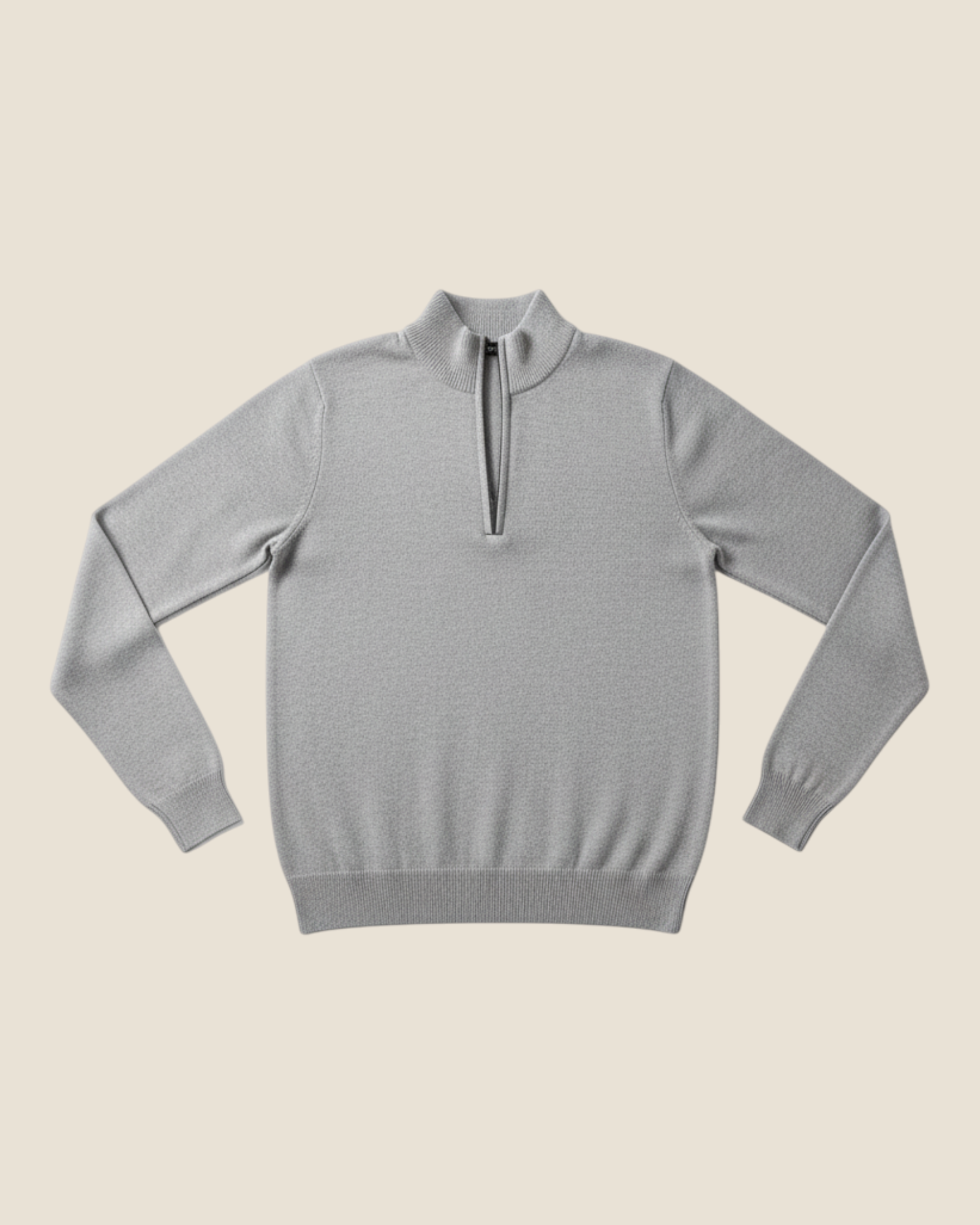 Maglia lupetto Madison Shop grigio melange in viscosa mano seta con collo alto e mezza zip centrale