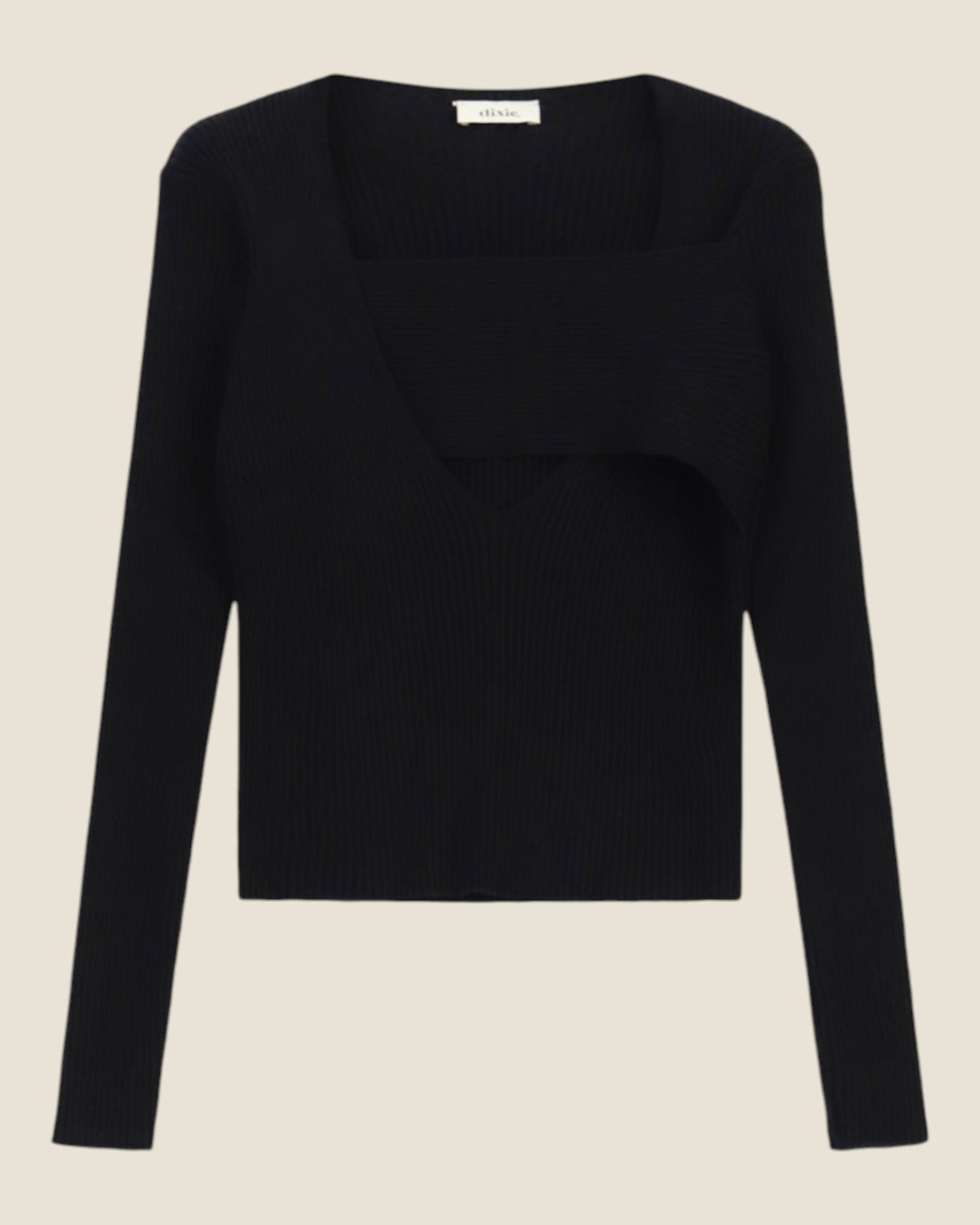 Maglione girocollo asimmetrico a costine Nero