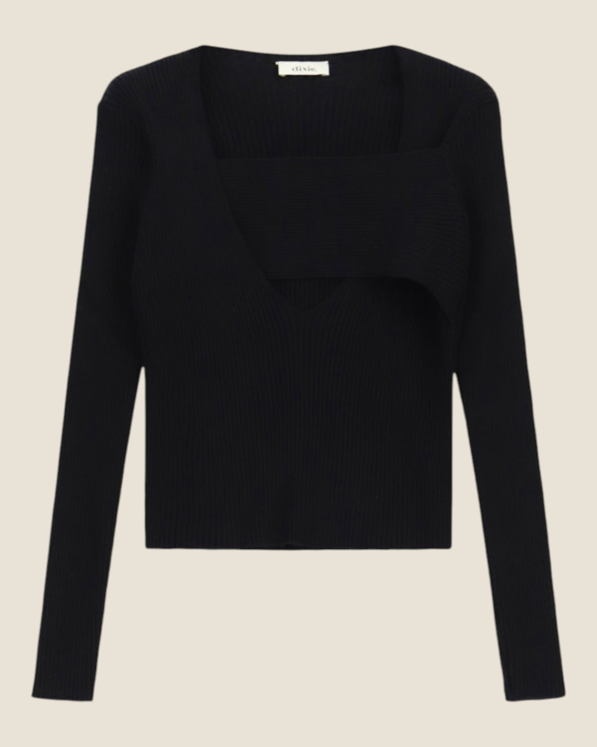 Maglione girocollo asimmetrico a costine Nero