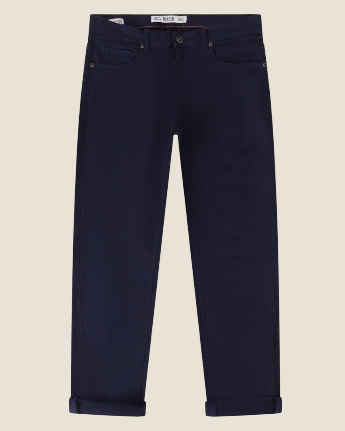 Pantalone 5 tasche Madison Shop OVER/D in cotone blu navy con vestibilità regolare e chiusura a zip e bottone