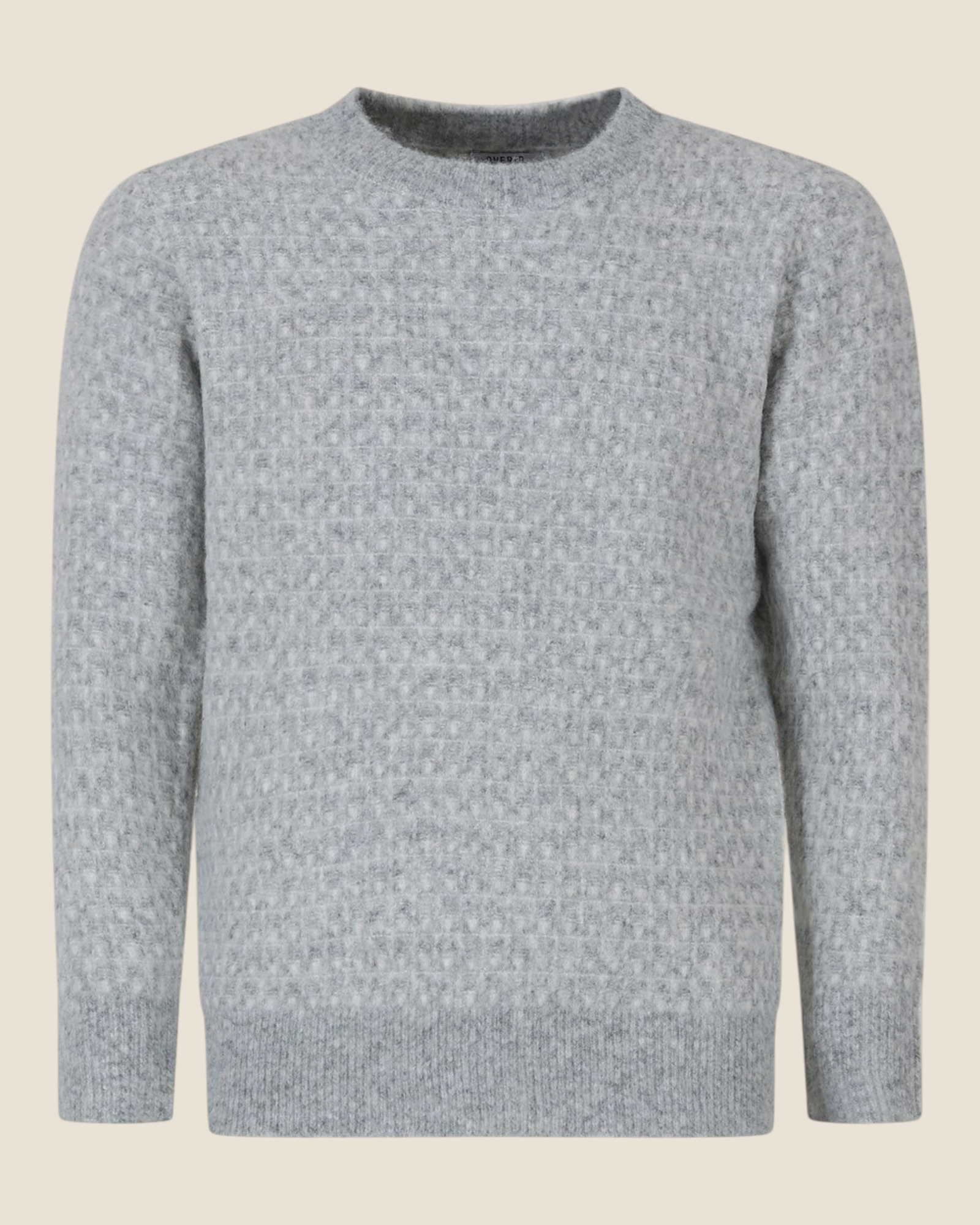 Maglia girocollo Madison Shop grigio melange con lavorazione strutturata tridimensionale e bordi a costine
