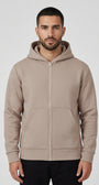 Felpa con cappuccio full_zip Taupe