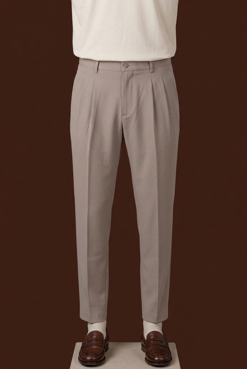 Pantalone 1 pince 'tapered fit' con elast.dt Fango