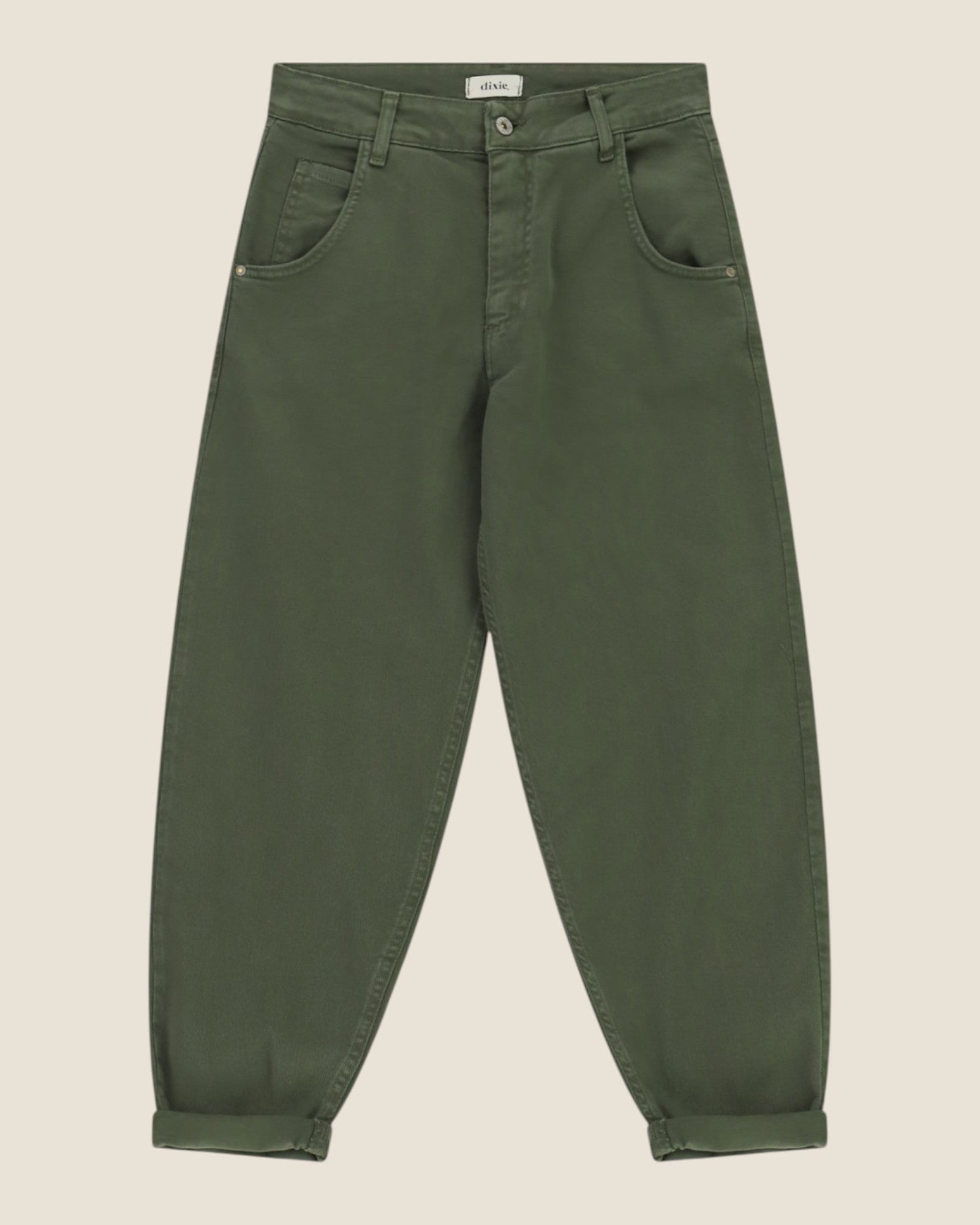 Pantaloni chino fit vita alta con risvolto Militare
