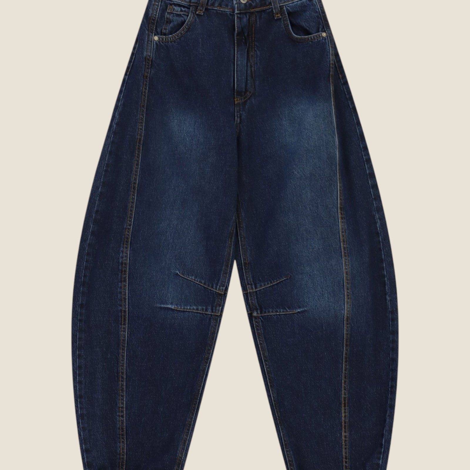 Jeans balloon fit con cuciture a contrasto Denim
