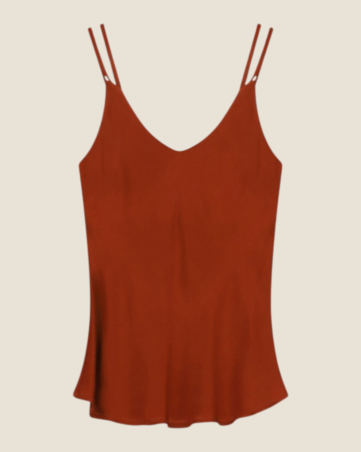 Top con doppie spalline e scollo a V Ruggine