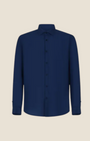 Camicia a maniche lunghe Madison Shop blu cobalto in misto lino e cotone con classico collo francese