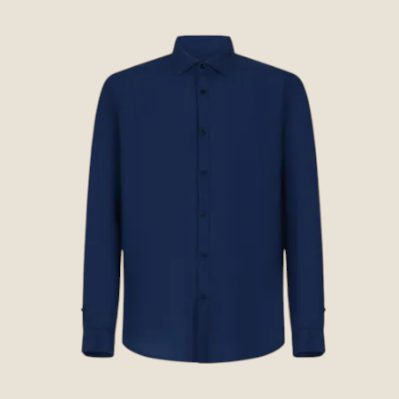 Camicia a maniche lunghe Madison Shop blu cobalto in misto lino e cotone con classico collo francese