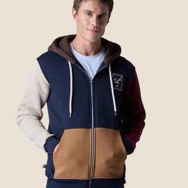 Felpa con Cappuccio e Zip 4 Color Block