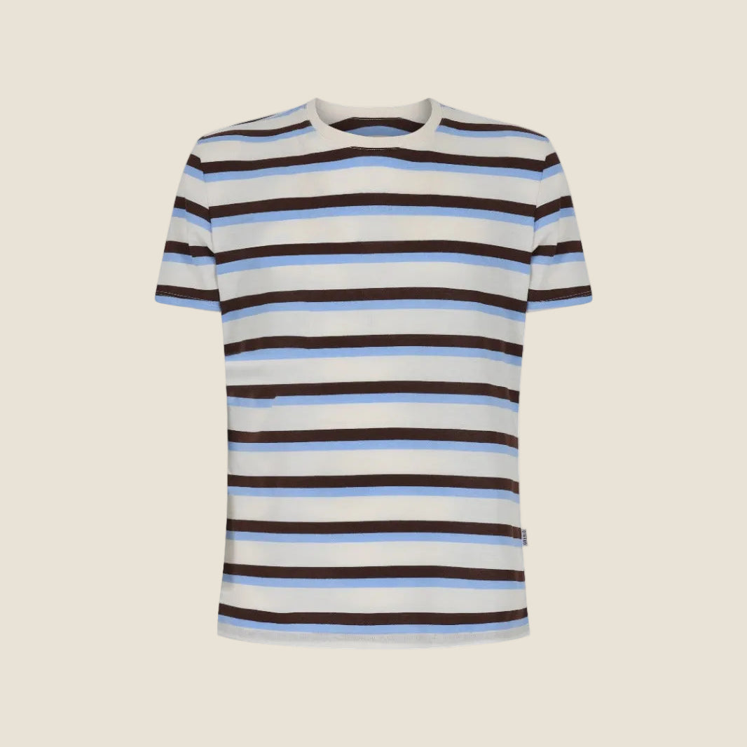 Over/D - T-Shirt M/M Paricollo a Righe