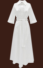 Abito camicia lungo bianco in cotone Madison Shop con cintura in vita e maniche a tre quarti