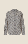 Madison Shop slim fit shirt in a natural earth-tone all-over floral print made from a lightweight cotton-linen blend.
