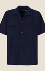 Camicia a maniche corte blu navy Madison Shop in viscosa e nylon con colletto a revers e tasche frontali utility