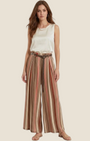 Madison Shop Dafne high-waisted wide-leg trousers in striped viscose with a matching belt on a female model.
