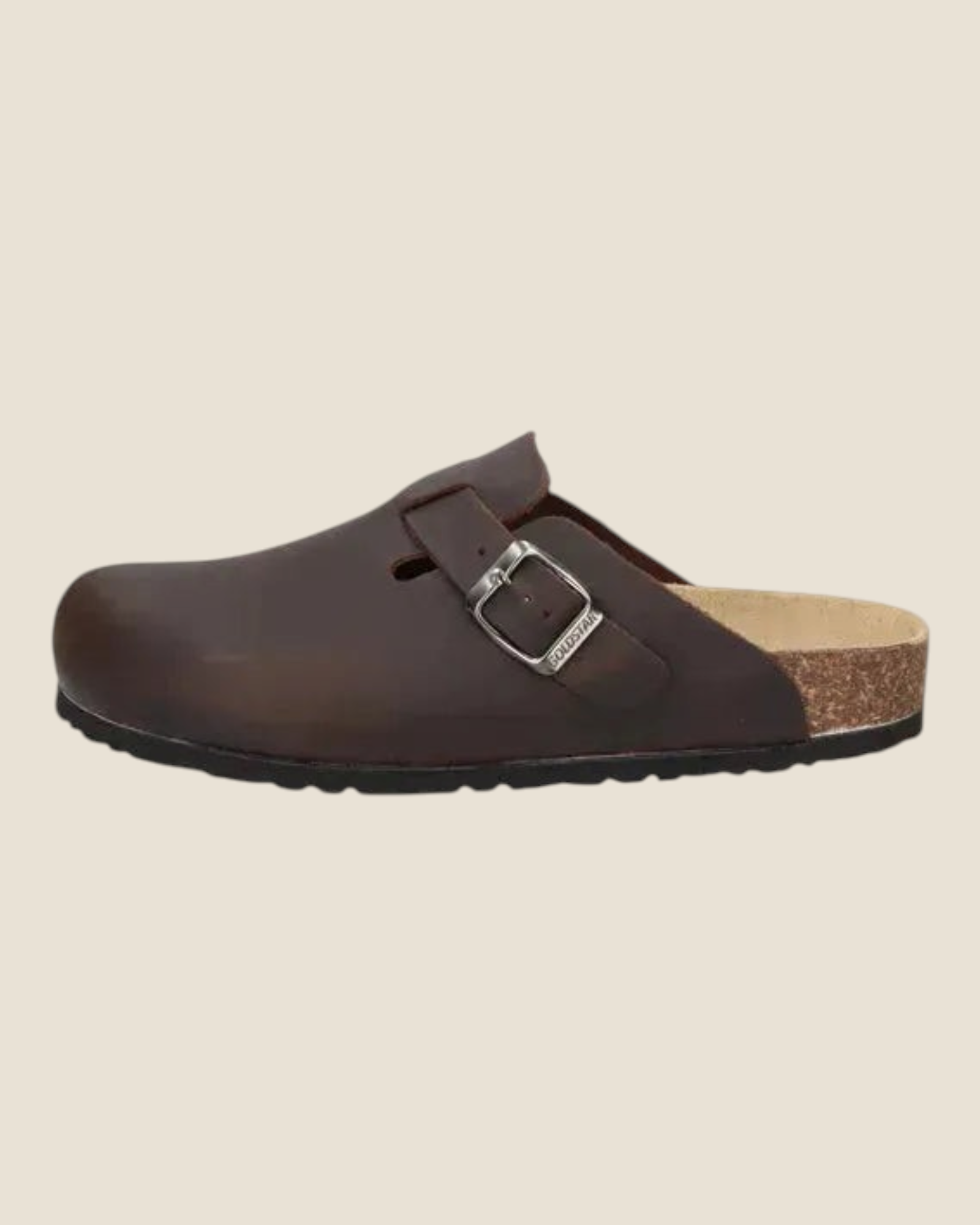 Sabot uomo Madison Shop Rafting Goldstar in pelle ingrassata marrone con fibbia regolabile e plantare ergonomico