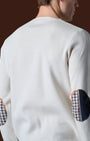 Maglione Girocollo Punto Stoffa con Toppe Ricamate in doppio tessuto V2 Burro (2)