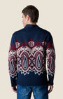 Cardigan Sciallato con intarsio Jaquard Paisley Blu (5)